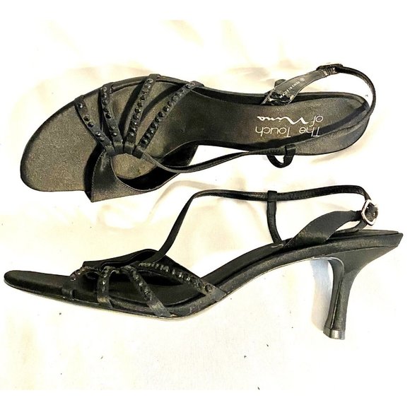 The Touch of Nina Size 8 Black Strappy Womens Sandal 2.5 Inch Heel Worn Once - Picture 5 of 7